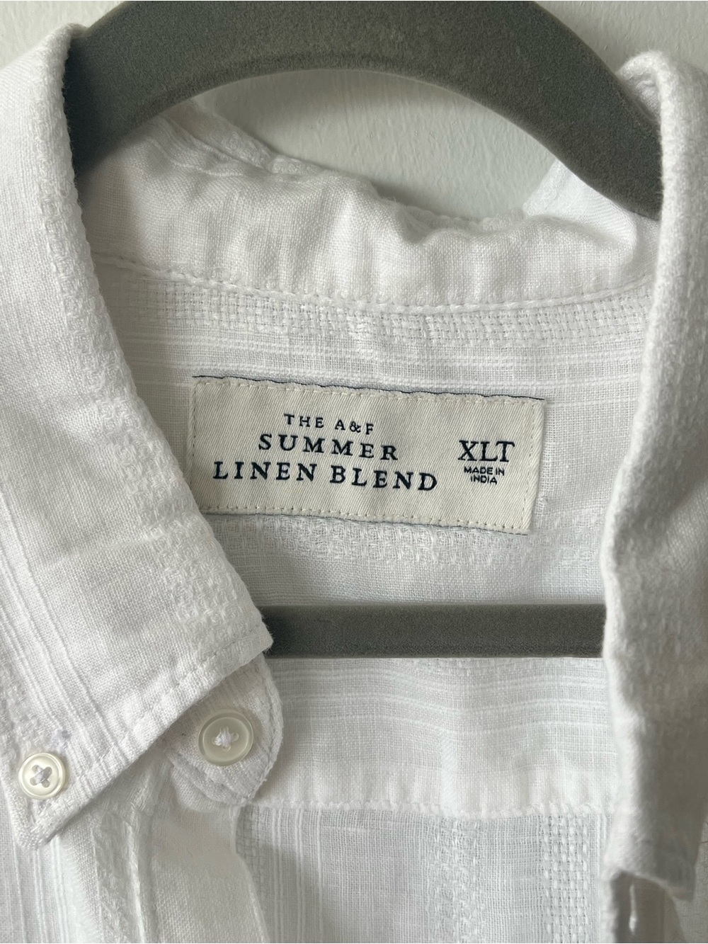 Abercrombie 2025 Summer Linen Blend button down [White] XLT unworn without tags - Picture 2 of 2